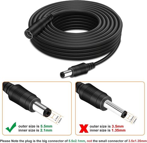 DC Power Extension Cable 33ft ، 2.1mm × 5.5 مم قابس متوافق مع سلك محول DC 12 فولت لكاميرا أمان CCTV ، كاميرا IP ، DVR المستقل (33 قدمًا) in Kuwait