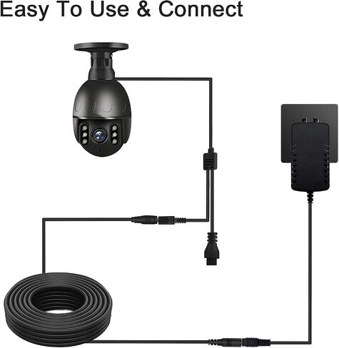 DC Power Extension Cable 33ft ، 2.1mm × 5.5 مم قابس متوافق مع سلك محول DC 12 فولت لكاميرا أمان CCTV ، كاميرا IP ، DVR المستقل (33 قدمًا) in Kuwait