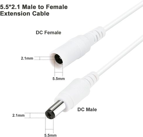 DC Power Extension Cable 33ft ، 2.1mm × 5.5 مم قابس متوافق مع سلك محول DC 12 فولت لكاميرا أمان CCTV ، كاميرا IP ، DVR المستقل (33 قدمًا) in Kuwait
