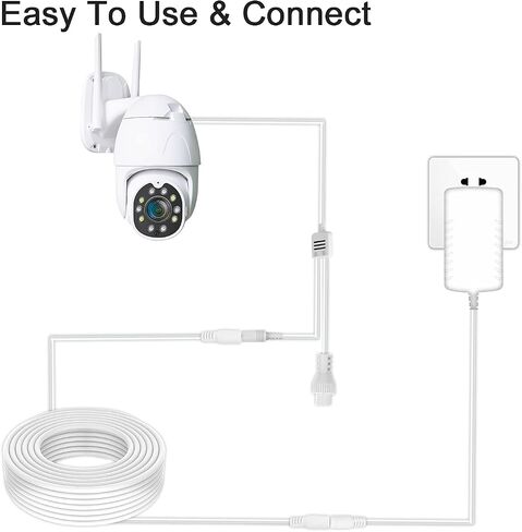 DC Power Extension Cable 33ft ، 2.1mm × 5.5 مم قابس متوافق مع سلك محول DC 12 فولت لكاميرا أمان CCTV ، كاميرا IP ، DVR المستقل (33 قدمًا) in Kuwait