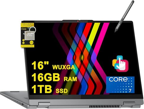 Lenovo Ideapad Flex 5i 2-in-1 Laptop 16 "Wuxga Touch Intel 12-Core Ultra 5 225U (Beats Core 7 150U) 16GB RAM 1TB SSD Backlit للمصمم Business Professional Win11 ICP HUB/COPILOT AI PC in Saudi Arabia