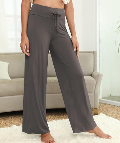 NACHILA Women's Pajama Bottoms Wide Leg Lounge Pants Cool Yoga Pants Soft Sweatpants,Viscose Made from Bamboo in Saudi Arabia
