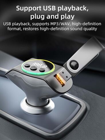 ACECAR Bluetooth 5.3 FM Transmitter Car Adapter – Dual Digital Display, QC18W & PD30W Fast Charging, Voice Assistant, Hands-Free Calling, Auto Memory Function for Car & Truck Drivers in Saudi Arabia