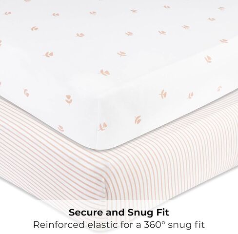 Pack n Play Playard Sheet | Portable Crib Sheet Set 2 Pack Black and White Abstract Stripes and Dots by Ely's & Co in Kuwait