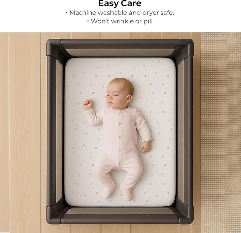 Pack n Play Playard Sheet | Portable Crib Sheet Set 2 Pack Black and White Abstract Stripes and Dots by Ely's & Co in Kuwait