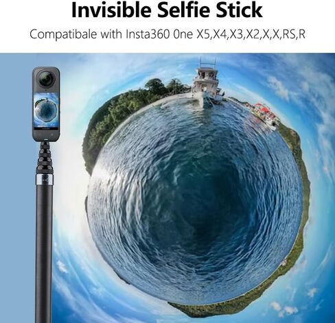 117.7in/3M تمديد عصا صورة شخصية لكاميرات الحركة ، قطب ألياف الكربون المحمولة خفيفة الوزن لإطلاق النار 360 درجة ، طول قابل للتعديل 30 سم-3 م ، متوافق مع Insta360 x5 x3 ، x4 ، GoPro Hero ، DJI Action in Kuwait