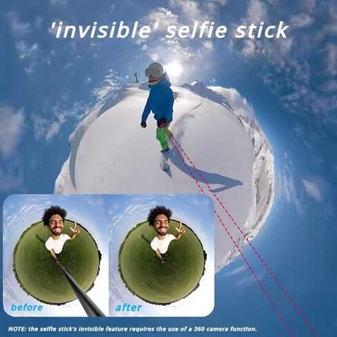 117.7in/3M تمديد عصا صورة شخصية لكاميرات الحركة ، قطب ألياف الكربون المحمولة خفيفة الوزن لإطلاق النار 360 درجة ، طول قابل للتعديل 30 سم-3 م ، متوافق مع Insta360 x5 x3 ، x4 ، GoPro Hero ، DJI Action in Kuwait