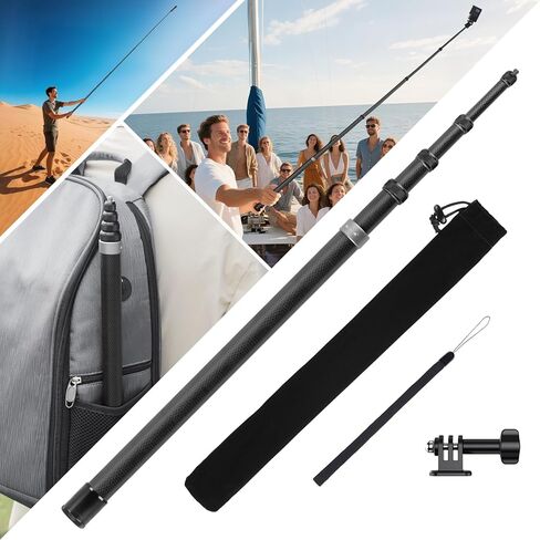3M Selfie Stick لـ Insta360 x5 x4 ، 118 بوصة من ألياف الكربون غير المرئية عمود تمديد طويل للغاية لـ Insta 360 One x5 x4 x3 × 2 روبية ، لملحقات DJI Osmo 360 (مع محول Go Pro ، حقيبة التخزين) in Saudi Arabia