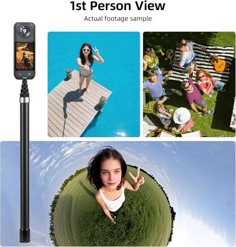 3M Selfie Stick لـ Insta360 x5 x4 ، 118 بوصة من ألياف الكربون غير المرئية عمود تمديد طويل للغاية لـ Insta 360 One x5 x4 x3 × 2 روبية ، لملحقات DJI Osmo 360 (مع محول Go Pro ، حقيبة التخزين) in Saudi Arabia