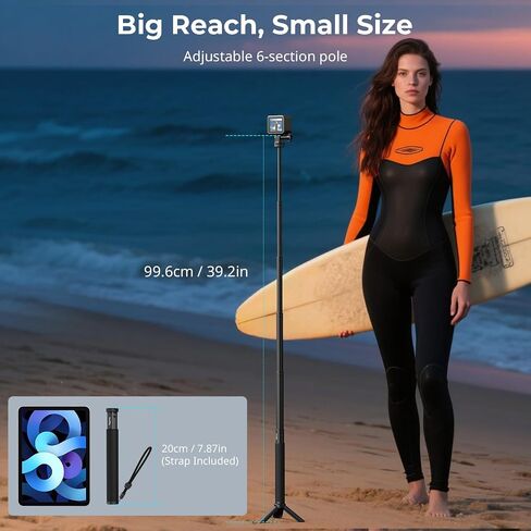 Smallrig Selfie Stick لكاميرات الحركة ، قابلة للتمديد 7.8-37.4 بوصة ، مع ترايبود وجبال الهاتف ، الطراز 5403 in Saudi Arabia