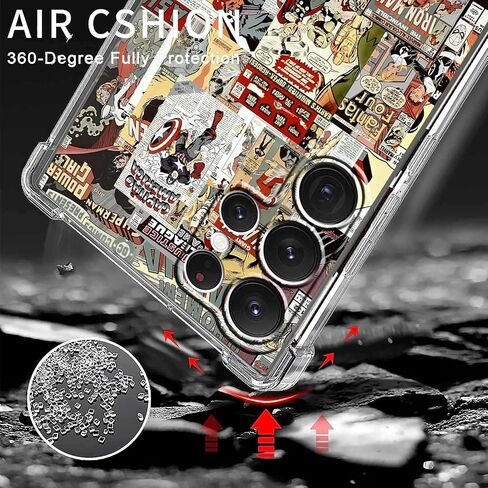 Case for Samsung Galaxy S25 Ultra with Superhero Design,Cartoon Comic Pop Culture Art Collage,Clear Soft TPU Bumper Phone Cover,6.9"(Hero,S25U) in Kuwait