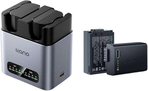 llano EN-EL25 Battery Kit – 2× 1350mAh Fast-Charge Batteries + 2× 1250mAh USB-C Smart Batteries + 20W Dual-Slot CNC Charger – Compatible with Nikon Z50 II, Z50, Z30, Z fc, More in Saudi Arabia