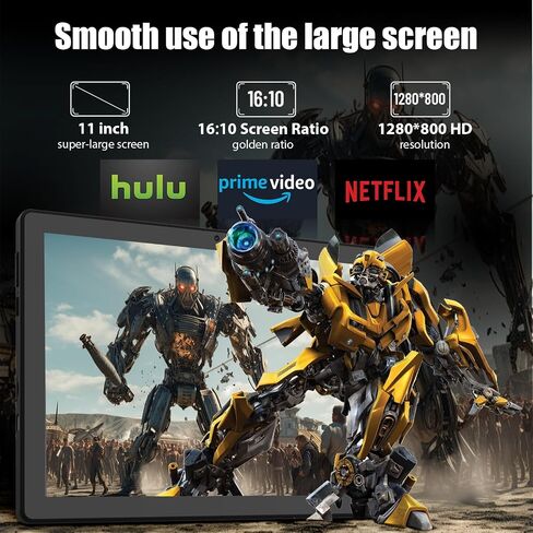Tablet, 11 Inch Android 14 Tablets, 14GB RAM+64GB ROM (TF 1TB) with Octa-Core, 6800mAh, Widevine L1, WiFi 6, 8 in 1 Tablet with Keyboard, Mouse, Protective Case, Stylus, Headset, Charger- Black in Saudi Arabia