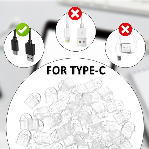 50 Pcs USB C Dust Plug Transparent Type C Plug Cover Charging Port Caps USB-C Port Cover Anti Dust Covers Plugs Covers Protector Compatible with Most Type-C Devices Smart Phones Laptops in Saudi Arabia