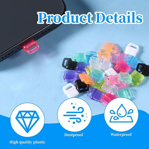 30 Pcs USB C Dust Plug, Colorful USB C Cover with Hanging Hole Charging Port Cover Compatible with All Type-C Devices Laptops Tablets Smart Phones in Saudi Arabia