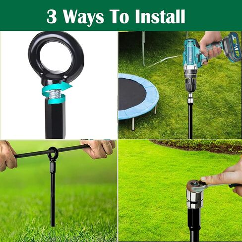 18 inch Ground Anchors Srew in Heavy Duty, Earth Shed Anchor Kit, Trampoline Stake Hook for Dirt, Swing Sets, Playset, Tent, Canopy, Carport, Hurricane, Mobile Home Tie Down, 4pcs in Saudi Arabia