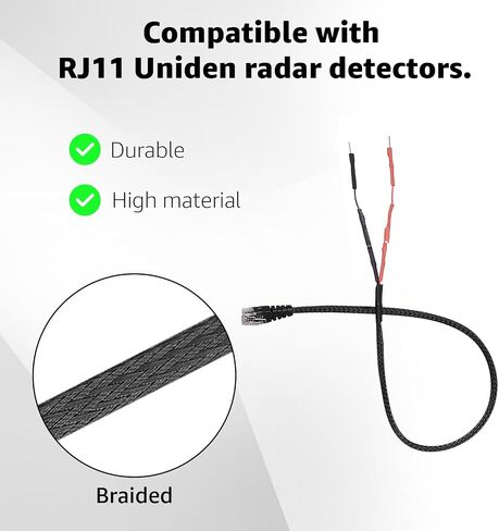 RJ11 Power Cord Compatible with Uniden Radar Mirror Wire Detectors,Model (3005201U) Fits R1 R3 R4 R7 R8 (1) in Saudi Arabia