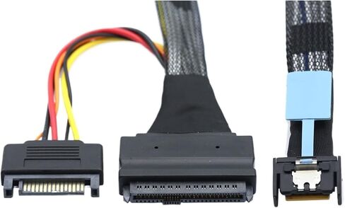 MCIO 4i Gen5 Slimline S/AS SFF-8654 4X to U.2 NVMe Gen5 MCIO S/AS SFF-8639 68Pin with SATA 15P Male Power PCIe M1ni Cooledge IO(0.5m) in Saudi Arabia