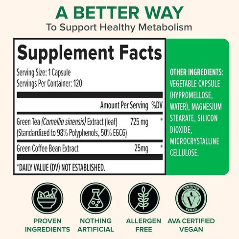 مستخلص الشاي الأخضر Zenwise مع مستخلص حبوب القهوة الخضراء - دعم نباتي للبشرة والقلب + صحة الدماغ وتعزيز الذاكرة in Kuwait