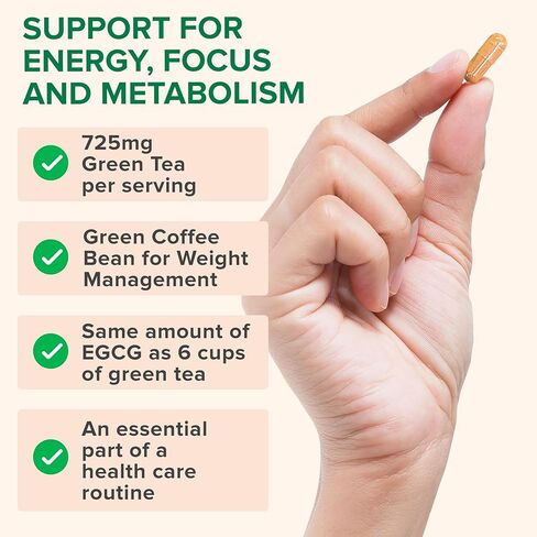 مستخلص الشاي الأخضر Zenwise مع مستخلص حبوب القهوة الخضراء - دعم نباتي للبشرة والقلب + صحة الدماغ وتعزيز الذاكرة in Kuwait