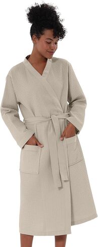 SEYANTE Women’s Luxury Waffle Shawl Collar, Hooded Robe w Piping – Lightweight, Long, Ultra Soft Spa Sleepwear Bathrobe in Kuwait