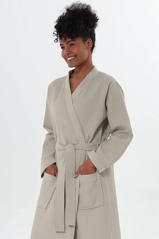 SEYANTE Women’s Luxury Waffle Shawl Collar, Hooded Robe w Piping – Lightweight, Long, Ultra Soft Spa Sleepwear Bathrobe in Kuwait