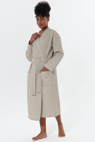 SEYANTE Women’s Luxury Waffle Shawl Collar, Hooded Robe w Piping – Lightweight, Long, Ultra Soft Spa Sleepwear Bathrobe in Kuwait