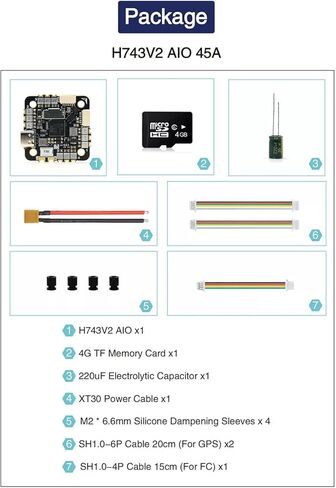 Micoair743v2 AIO Controller مع 45a 4in1 ESC (مغلف المعادن) ، STM32H743 ، IMU المزدوج ، مقياس البارومتر ، 2-6S الدعم O3/O4 ، متوافق مع Ardupilot ، PX4 ، Betaflight ، inav in Kuwait