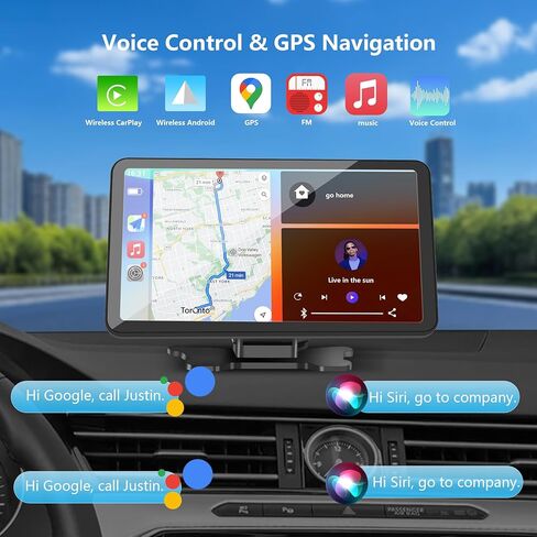 Carplay Screen for Car 7 inch Wireless, Portable Car Display Screen with Apple Carplay and Android Auto, Bluetooth Touchscreen Pantalla Carplay para Carro with Backup Camera/Mirror Link/AUX in Kuwait