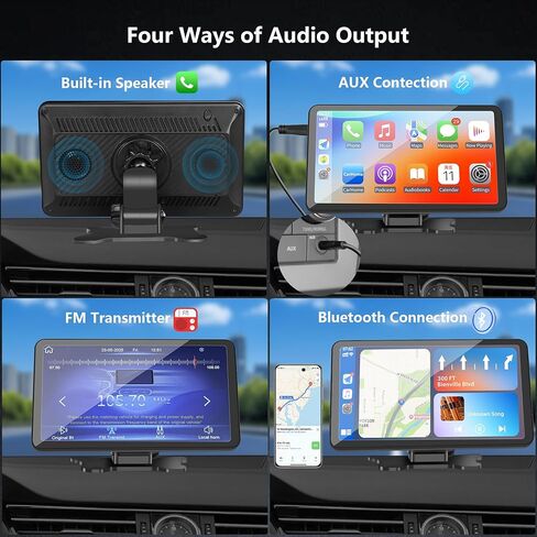 Carplay Screen for Car 7 inch Wireless, Portable Car Display Screen with Apple Carplay and Android Auto, Bluetooth Touchscreen Pantalla Carplay para Carro with Backup Camera/Mirror Link/AUX in Kuwait