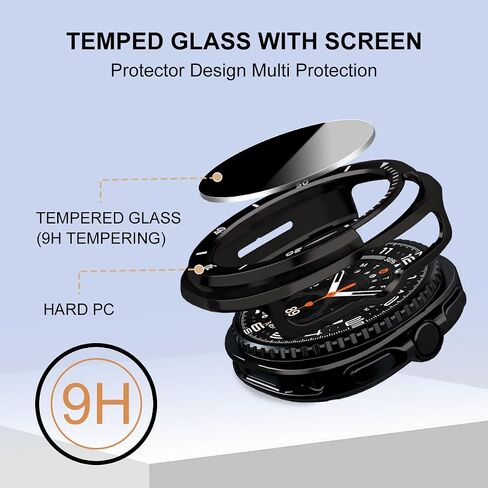 2 Pack Privacy Case for Samsung Galaxy Watch 8 Classic 46mm Screen Protector, Anti-Spy Tempered Glass Film Cover Hard PC Case Bumper for Galaxy Watch 8 Classic Smart Watch in Kuwait