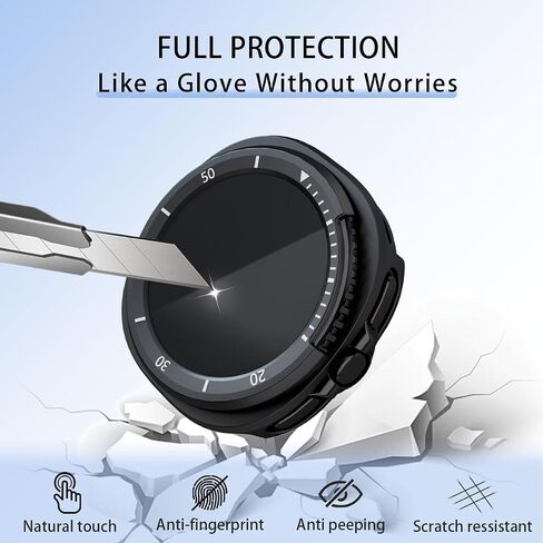 2 Pack Privacy Case for Samsung Galaxy Watch 8 Classic 46mm Screen Protector, Anti-Spy Tempered Glass Film Cover Hard PC Case Bumper for Galaxy Watch 8 Classic Smart Watch in Kuwait