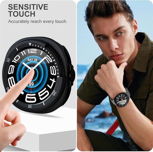 2 Pack Privacy Case for Samsung Galaxy Watch 8 Classic 46mm Screen Protector, Anti-Spy Tempered Glass Film Cover Hard PC Case Bumper for Galaxy Watch 8 Classic Smart Watch in Kuwait