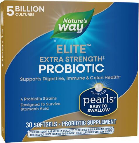 Nature's Way Probiotic Pearls Elite Extra Strength for Men and Women, Colon, Digestive, and Immune Health Support* Supplement, 30 Softgels in Saudi Arabia
