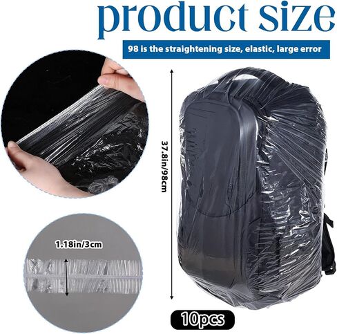 10 PCS Clear Backpack Rain Cover, Disposable Waterproof Backpack Cover, Elastic Back Pack Raincover Waterproof for Outdoor Camping Travel in Saudi Arabia