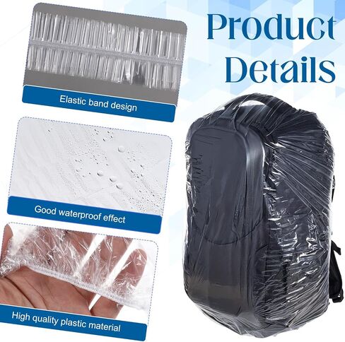 10 PCS Clear Backpack Rain Cover, Disposable Waterproof Backpack Cover, Elastic Back Pack Raincover Waterproof for Outdoor Camping Travel in Saudi Arabia