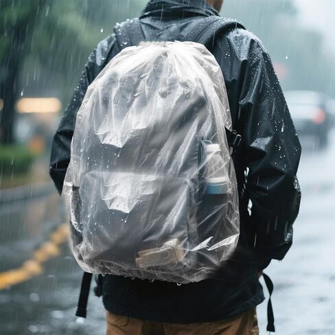 10 PCS Clear Backpack Rain Cover, Disposable Waterproof Backpack Cover, Elastic Back Pack Raincover Waterproof for Outdoor Camping Travel in Saudi Arabia