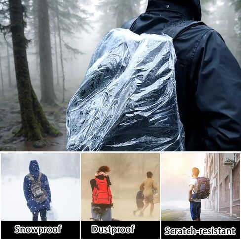 10 PCS Clear Backpack Rain Cover, Disposable Waterproof Backpack Cover, Elastic Back Pack Raincover Waterproof for Outdoor Camping Travel in Saudi Arabia