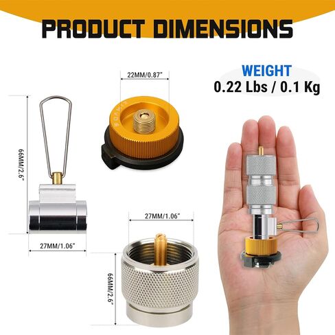 مجموعة محول غاز الوقود متعدد الوقود ROAMIX 4PCS - EN417 Lindal Valve & Butane إلى محول البروبان للتخييم مع كيس حمل in Kuwait