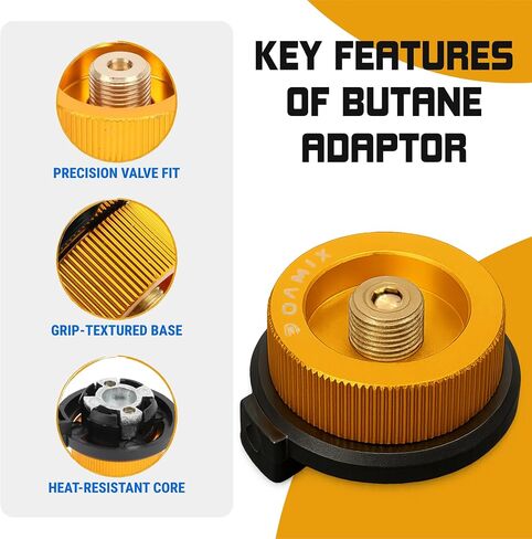 مجموعة محول غاز الوقود متعدد الوقود ROAMIX 4PCS - EN417 Lindal Valve & Butane إلى محول البروبان للتخييم مع كيس حمل in Kuwait