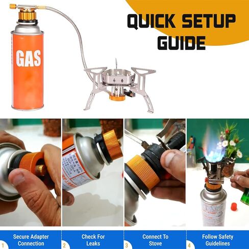 مجموعة محول غاز الوقود متعدد الوقود ROAMIX 4PCS - EN417 Lindal Valve & Butane إلى محول البروبان للتخييم مع كيس حمل in Kuwait