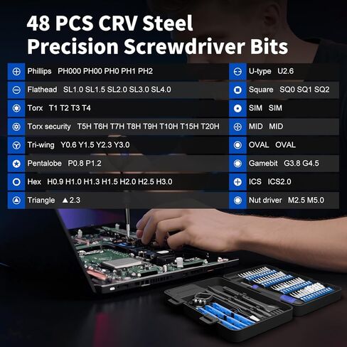 STREBITO Precision Screwdriver Set 64 in 1 Small Screwdriver Set with Torx, Triwing, Pentalobe Star, Mini Repair Tool Kit for Computer, PC, Laptop, Phone, PS5, XBOX, Switch, Eyeglasses, Electronic in Kuwait