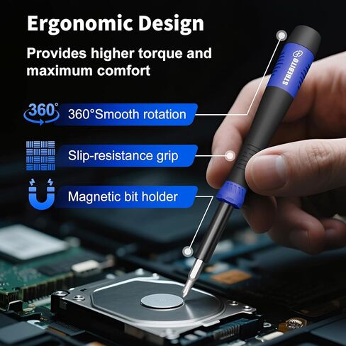 STREBITO Precision Screwdriver Set 64 in 1 Small Screwdriver Set with Torx, Triwing, Pentalobe Star, Mini Repair Tool Kit for Computer, PC, Laptop, Phone, PS5, XBOX, Switch, Eyeglasses, Electronic in Kuwait
