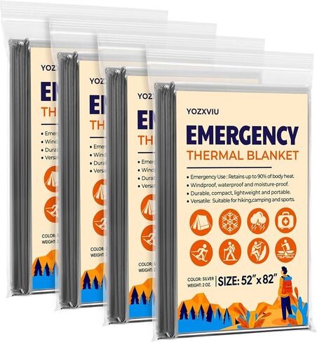 Emergency Blanket, Mylar Thermal Space Blanket for Survival Gear, 4 Pack, 52 in X 82 in in Saudi Arabia