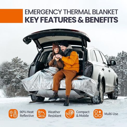 Emergency Blanket, Mylar Thermal Space Blanket for Survival Gear, 4 Pack, 52 in X 82 in in Saudi Arabia