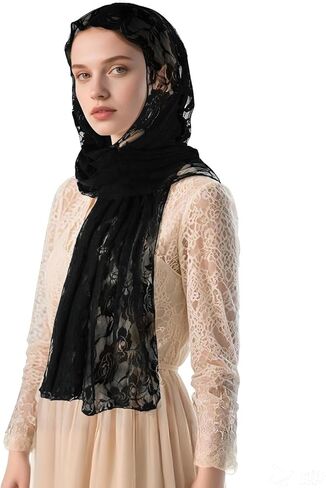 GERINLY Stylish Scarves for Women Lightweight Fashion Lace Printed Wrap Scarfs in Kuwait