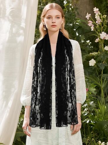 GERINLY Stylish Scarves for Women Lightweight Fashion Lace Printed Wrap Scarfs in Kuwait