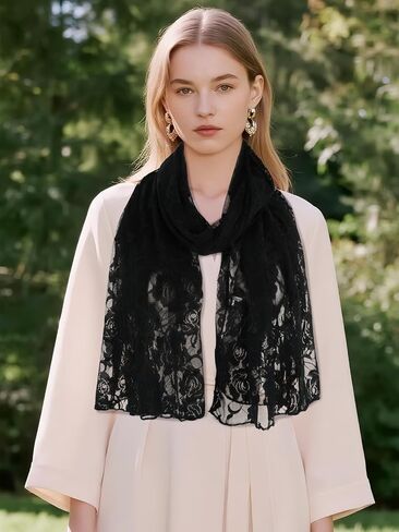 GERINLY Stylish Scarves for Women Lightweight Fashion Lace Printed Wrap Scarfs in Kuwait