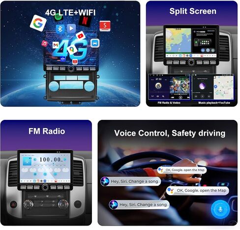 Qled Radio for Nissan Frontier Xterra 2009 2010 2012 ، استبدال ستيريو شاشة اللمس ، و Wireless Carplay Android Auto ، و 4G LTE Network ، ودعم SWC ، وكاميرا احتياطية مجانية in Kuwait