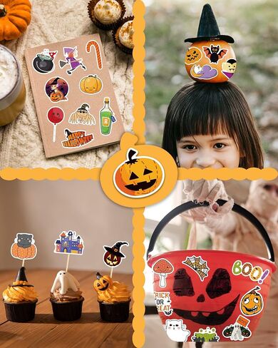 Benresive 300 Pcs Halloween Stickers for Kids - Bulk Halloween Crafts Party Favors, Goody Bag Stuffers, Waterproof Vinyl Laptop & Water Bottle Stickers in Saudi Arabia